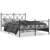 vidaXL Cadre de lit m&eacute;tal sans matelas avec pied de lit noir 140x190cm