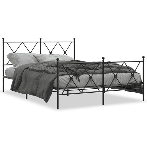 vidaXL Cadre de lit m&eacute;tal sans matelas avec pied de lit noir 140x190cm