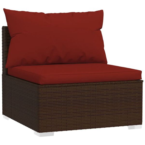 vidaXL Salon de jardin 4 pcs avec coussins R&eacute;sine tress&eacute;e Marron