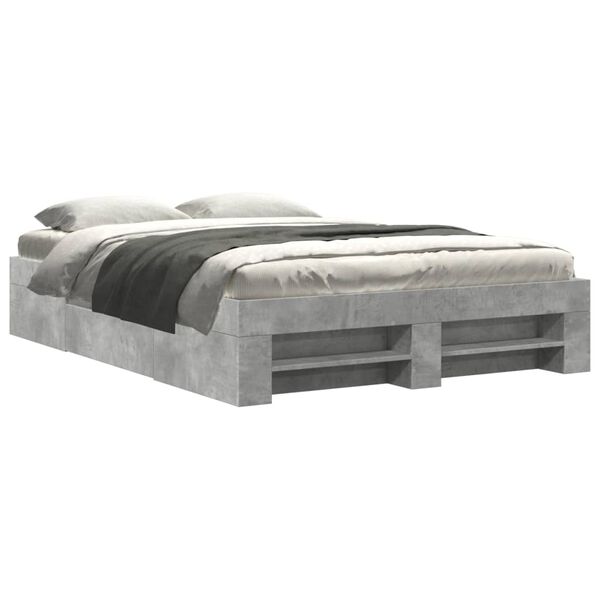 vidaXL Cadre de lit sans matelas gris b&eacute;ton 120x200 cm bois ing&eacute;nierie