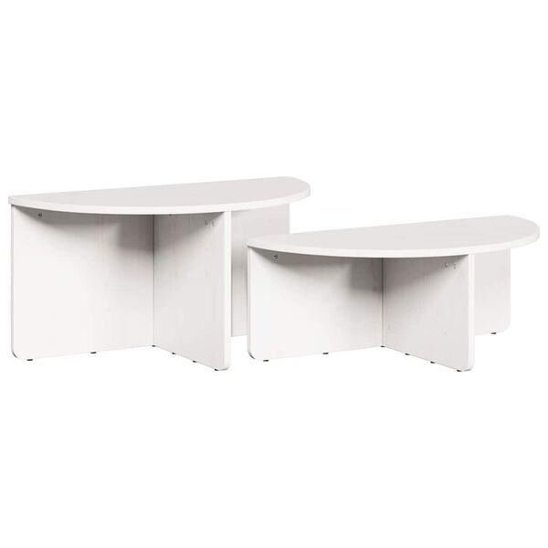 vidaXL Table basse 2 pcs Blanc Bois massif en pin