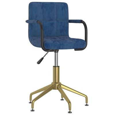 vidaXL Chaise pivotante de bureau Bleu Velours