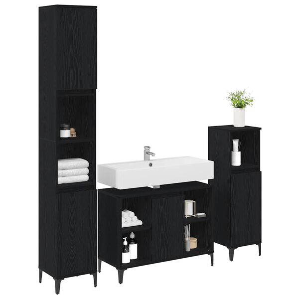 vidaXL Ensemble de mobilier de salle de bain 3 pcs Ch&ecirc;ne noir