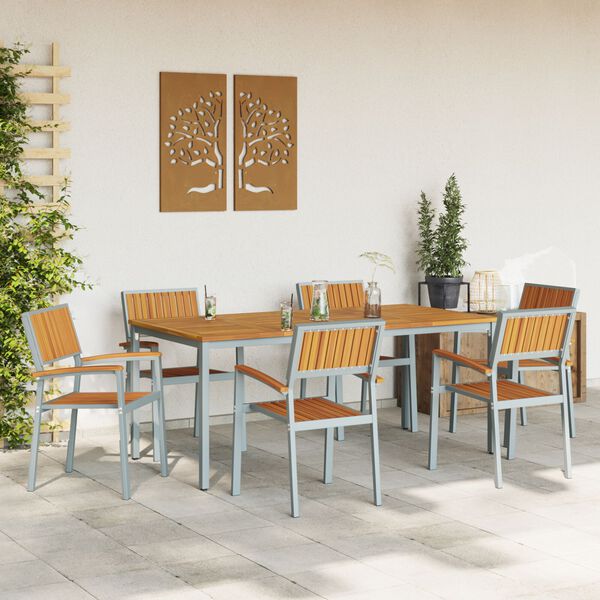 vidaXL Ensemble de salle à manger pour jardin 7 pcs Gris
