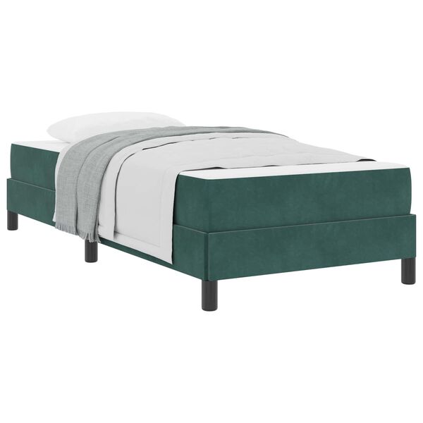 vidaXL Lit &agrave; ressorts avec matelas Vert fonc&eacute; 80 x 210 cm tissu