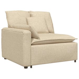 vidaXL Module d'extr&eacute;mit&eacute; d'accoudoir de canap&eacute; modulaire avec coussins cr&egrave;me 100 cm