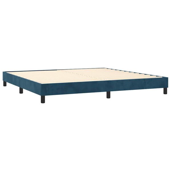 vidaXL Sommier &agrave; lattes de lit et matelas Bleu fonc&eacute; 200x200cm Velours