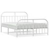 vidaXL Cadre de lit m&eacute;tal sans matelas et pied de lit blanc 135x190 cm