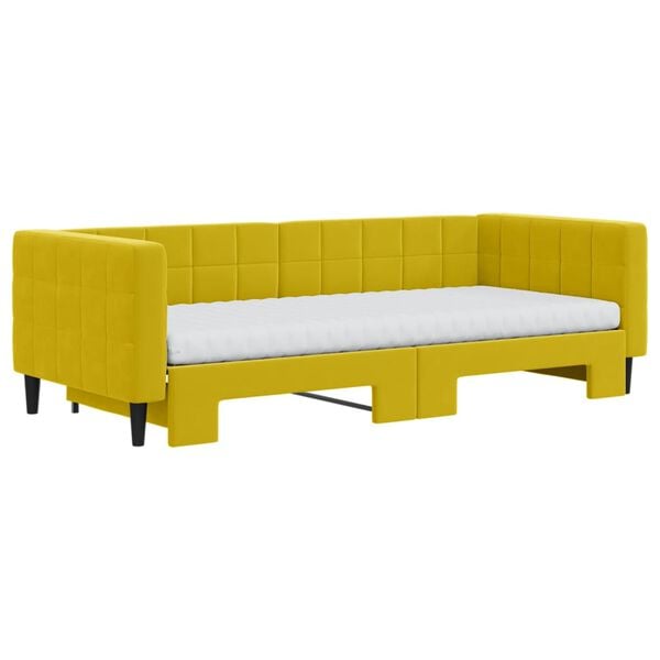 vidaXL Lit de jour avec gigogne et matelas jaune 90x200 cm velours