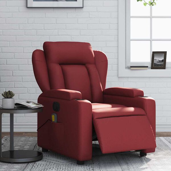 vidaXL Fauteuil de massage inclinable &eacute;lectrique rouge bordeaux