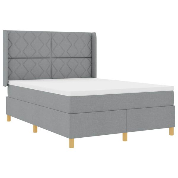 vidaXL Lit &agrave; ressorts avec matelas Gris clair 160 x 200 cm tissu