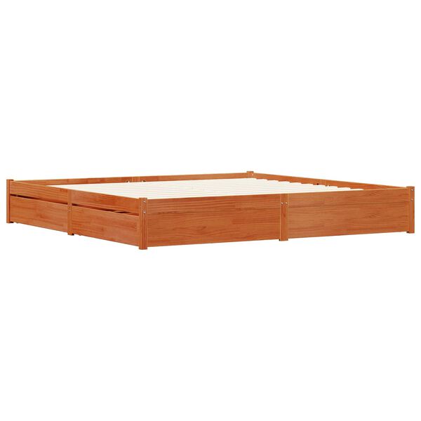 vidaXL Cadre de lit Cire marron 200 x 200 cm Bois de Pin Massif