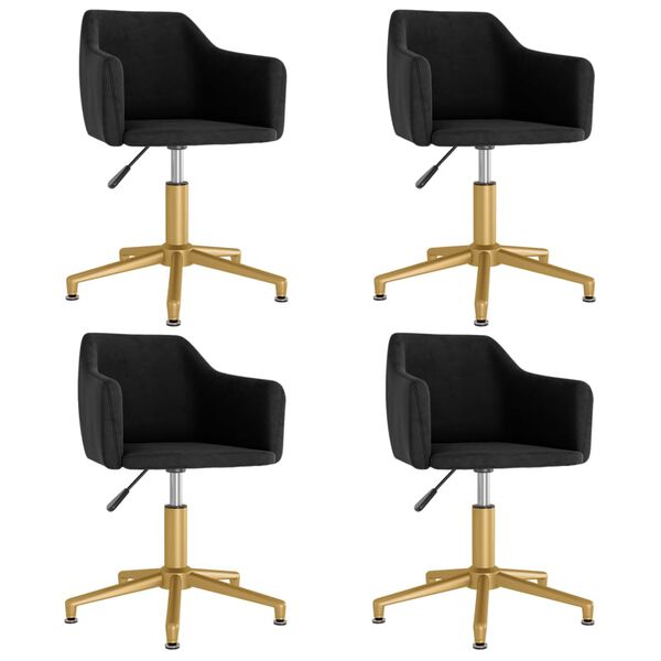 vidaXL Chaises &agrave; manger pivotantes lot de 4 Noir Velours