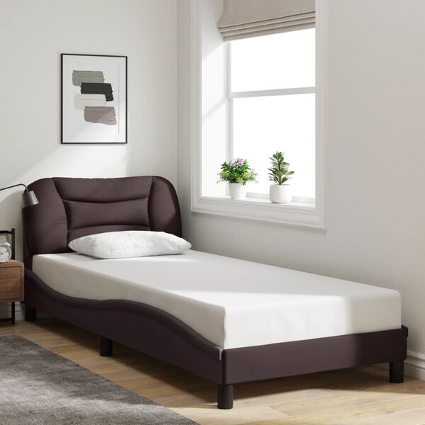 vidaXL Cadre de lit avec LED sans matelas Hvar marron fonc&eacute; 80x200 cm tissu