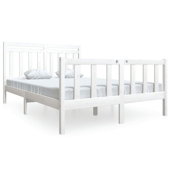 vidaXL Cadre de lit sans matelas blanc bois massif 140x190 cm