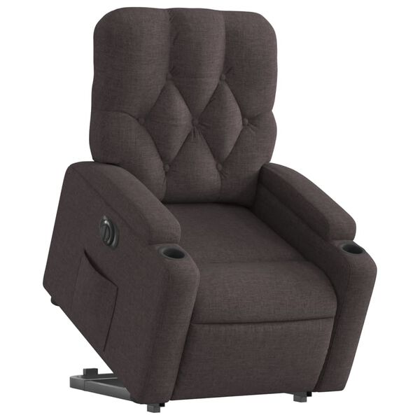 vidaXL Fauteuil inclinable &eacute;lectrique marron fonc&eacute; tissu