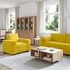vidaXL Ensemble de canap&eacute;s 3 pcs avec coussins Jaune Velours