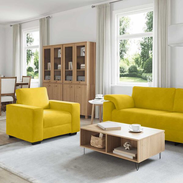 vidaXL Ensemble de canap&eacute;s 3 pcs avec coussins Jaune Velours