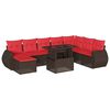 vidaXL Ensemble de canap&eacute; de jardin 9 pcs avec coussins marron r&eacute;sine tress&eacute;e