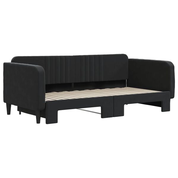 vidaXL Lit de jour avec lit gigogne noir 90x190 cm velours