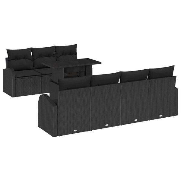 vidaXL Ensemble de canapé de jardin 8 pcs Noir Poly Rattan