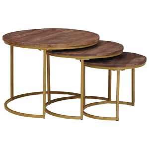 vidaXL Tables basses gigognes 3 pcs Bois de mangue massif et acier