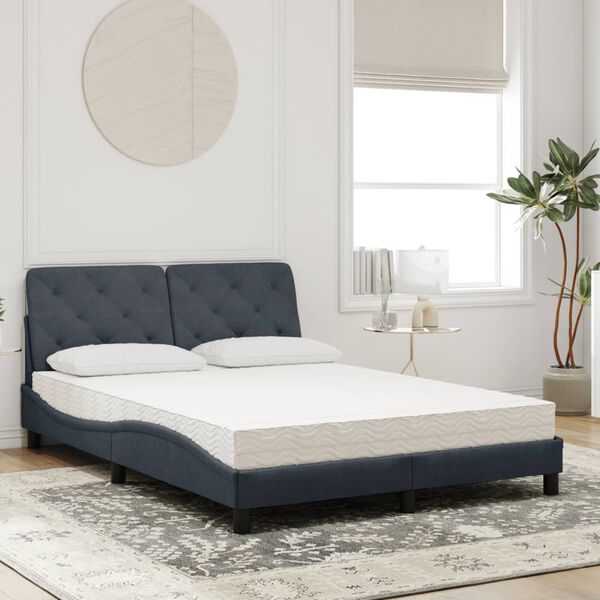 vidaXL Lit avec matelas gris fonc&eacute; 140x190 cm velours