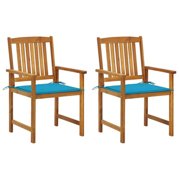 vidaXL Chaises de jardin avec coussins lot de 2 Bois d'acacia massif