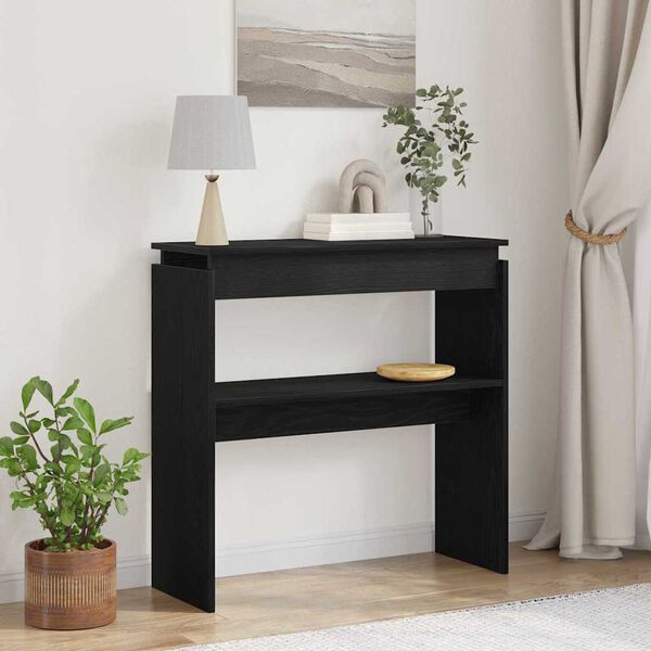vidaXL Table console Ch&ecirc;ne noir 80 x 30 x 80 cm Bois d'ing&eacute;nierie
