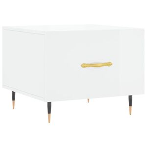 vidaXL Table basse blanc brillant 50x50x40 cm bois d'ing&eacute;nierie