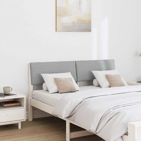 vidaXL T&ecirc;te de lit capitonn&eacute;e Gris clair 160 cm Pin massif