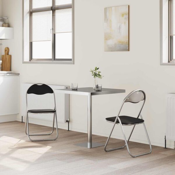 vidaXL Chaise pliante 2 pcs Noir et gris 48 x 43,5 x 81 cm Simili cuir