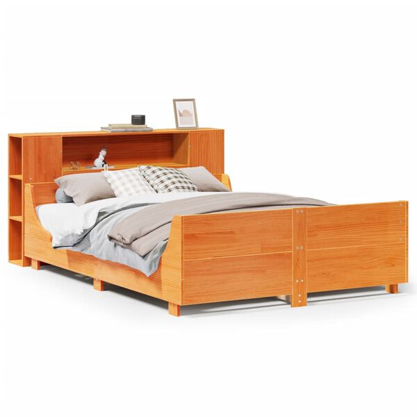 vidaXL Cadre de lit sans matelas cire marron 120x200cm bois pin massif