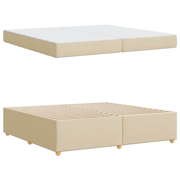 vidaXL Cadre de lit avec matelas Cr&egrave;me 200 x 200 cm tissu