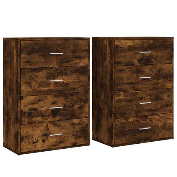 vidaXL Buffets 2 pcs ch&ecirc;ne fum&eacute; 60x31x84 cm bois d'ing&eacute;nierie