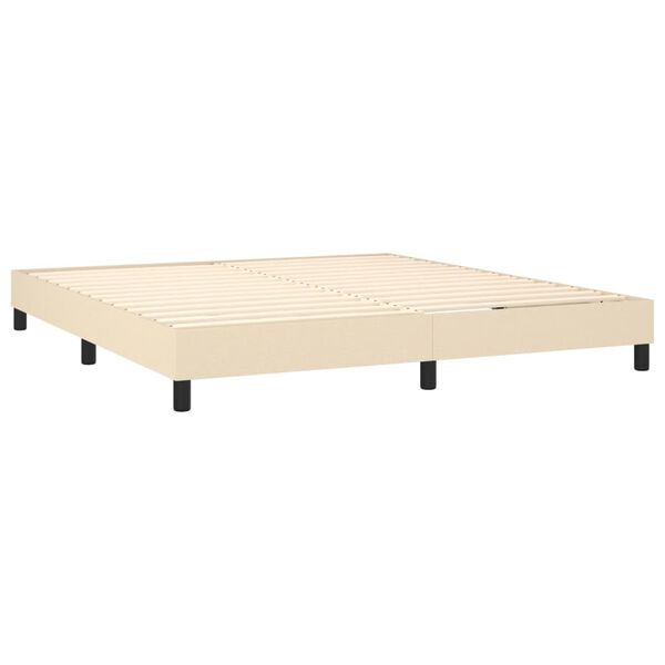 vidaXL Sommier &agrave; lattes de lit avec matelas Cr&egrave;me 180x200 cm Tissu
