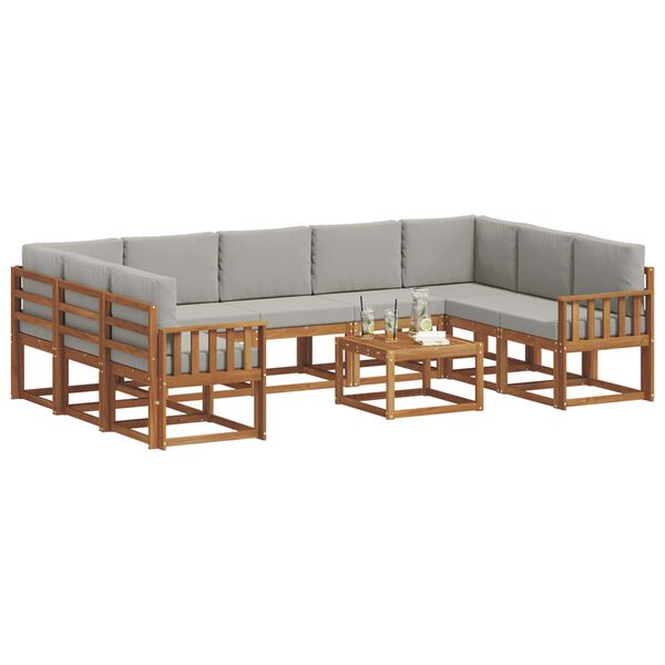 vidaXL Ensemble de canap&eacute;s d'ext&eacute;rieur 10 pcs Gris Naturel et Clair