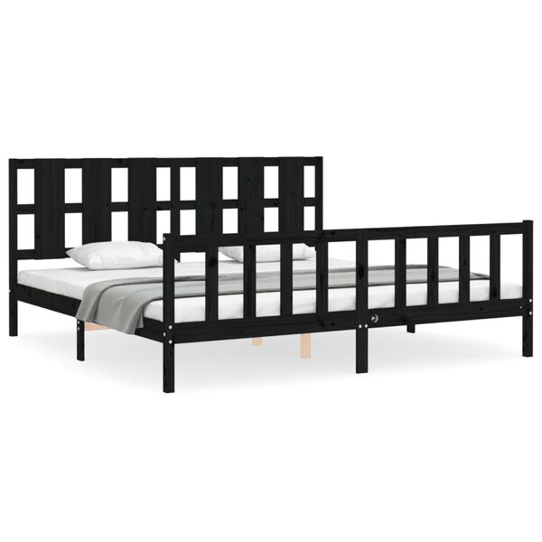 vidaXL Cadre de lit sans matelas noir 200x200 cm bois massif de pin