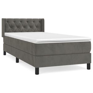 vidaXL Sommier &agrave; lattes de lit et matelas Gris fonc&eacute; 80x200 cm Velours