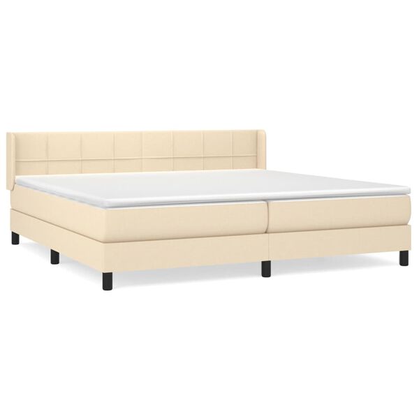 vidaXL Sommier &agrave; lattes de lit avec matelas Cr&egrave;me 200x200 cm Tissu