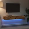 vidaXL Meubles TV avec éclairage LED 2 pcs vieux bois 60x35x15,5 cm
