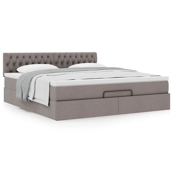 VidaXL Cadre de lit ottoman avec matelas taupe 180x200 cm tissu