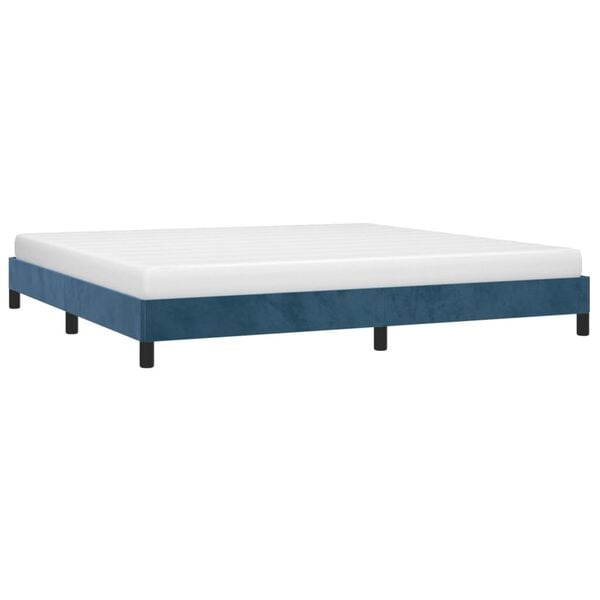 vidaXL Cadre de lit sans matelas bleu fonc&eacute; 200x200 cm velours