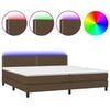 vidaXL Sommier &agrave; lattes de lit matelas et LED Marron fonc&eacute; 200x200 cm
