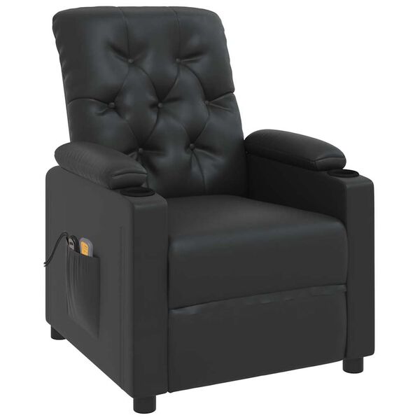 vidaXL Fauteuil de massage Noir Similicuir