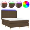 vidaXL Sommier &agrave; lattes de lit matelas et LED Marron fonc&eacute; 140x190 cm