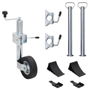 vidaXL Cric &agrave; roue pour remorque 60 mm 2 tubes de soutien 3 pinces