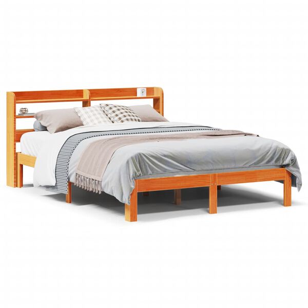 vidaXL Cadre de lit sans matelas cire marron 120x200cm bois pin massif
