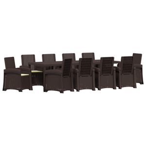 vidaXL Ensemble de salle &agrave; manger pour jardin 11 pc Marron et cr&egrave;me PP