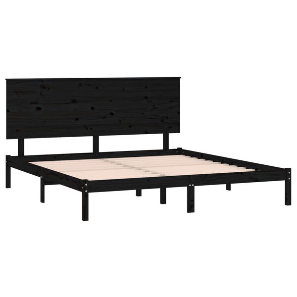 vidaXL Cadre de lit sans matelas noir 200x200 cm bois massif de pin